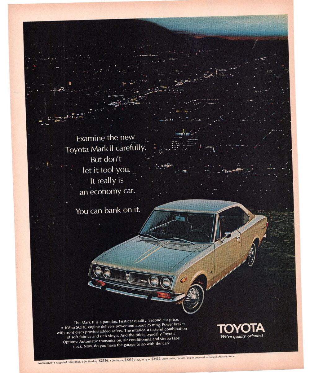 Toyota Mark II / Multifilter Cigarette Advertisement 1960s Vintage Automobilia